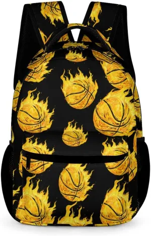 Fire Basketball Ball Flaming Travel Backpack Funny Daypack Lightweight Computer Laptop Bag for Women Men Novelty