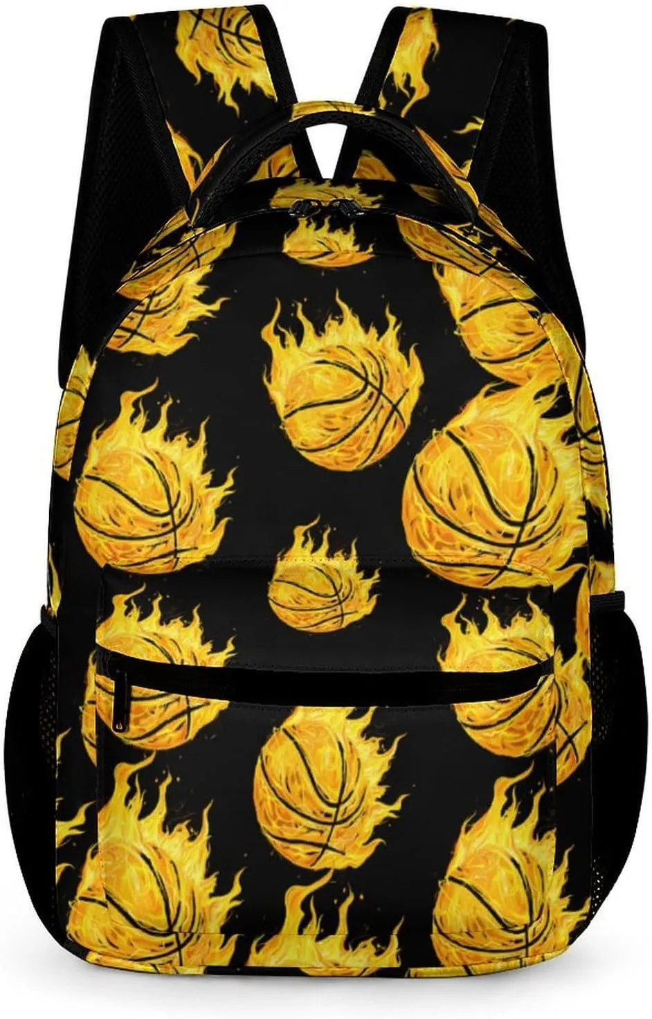 Fire Basketball Ball Flaming Travel Backpack Funny Daypack Lightweight Computer Laptop Bag for Women Men Novelty