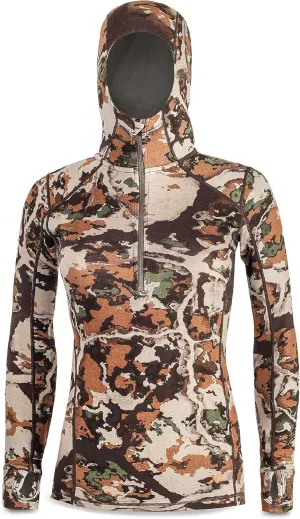 First Lite Women's Kiln Hoody - Merino Wool Midweight Camo Hunting Base Layer