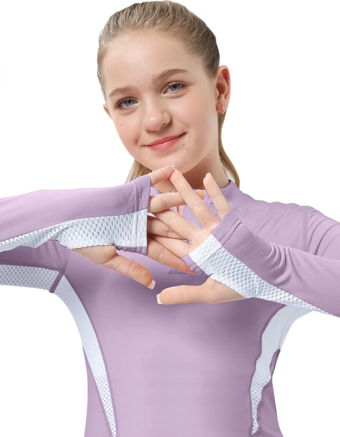 FitsT4 Sports Girls Long Sleeves Shirts Thumbhole English Horse Riding Shirt UPF50 Quick Dry Kids Equestrain Half Zip Jacket