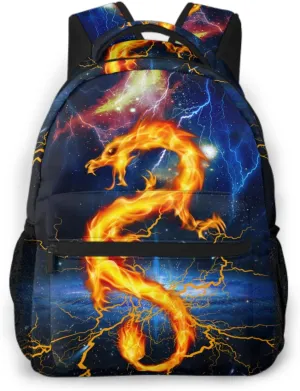 Flaming Dragon Backpack for Girls Cool Lighting Bookbags for 2nd 3rd 4th 5th 6th Grade Boys Kids Animal Backpacks Back to School Gifts
