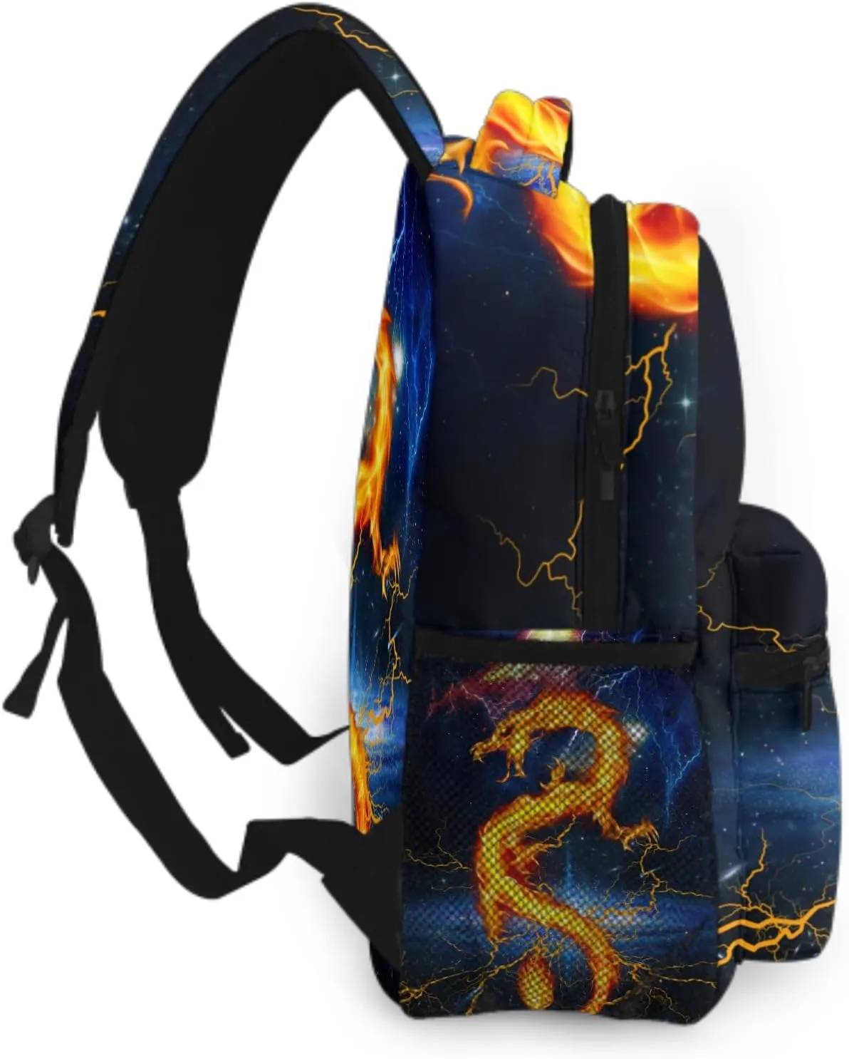 Flaming Dragon Backpack for Girls Cool Lighting Bookbags for 2nd 3rd 4th 5th 6th Grade Boys Kids Animal Backpacks Back to School Gifts