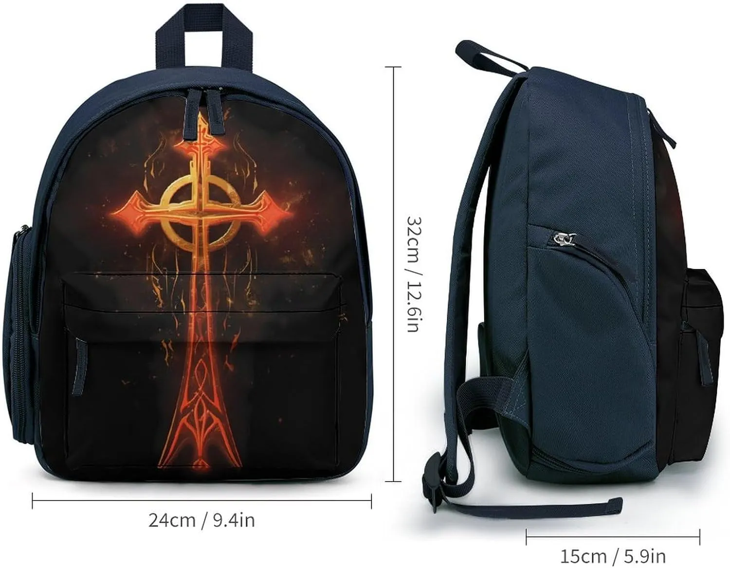 Flaming Egyptian Ankh Cute Printed Backpack Lightweight Travel Bag for Camping Shopping Picnic