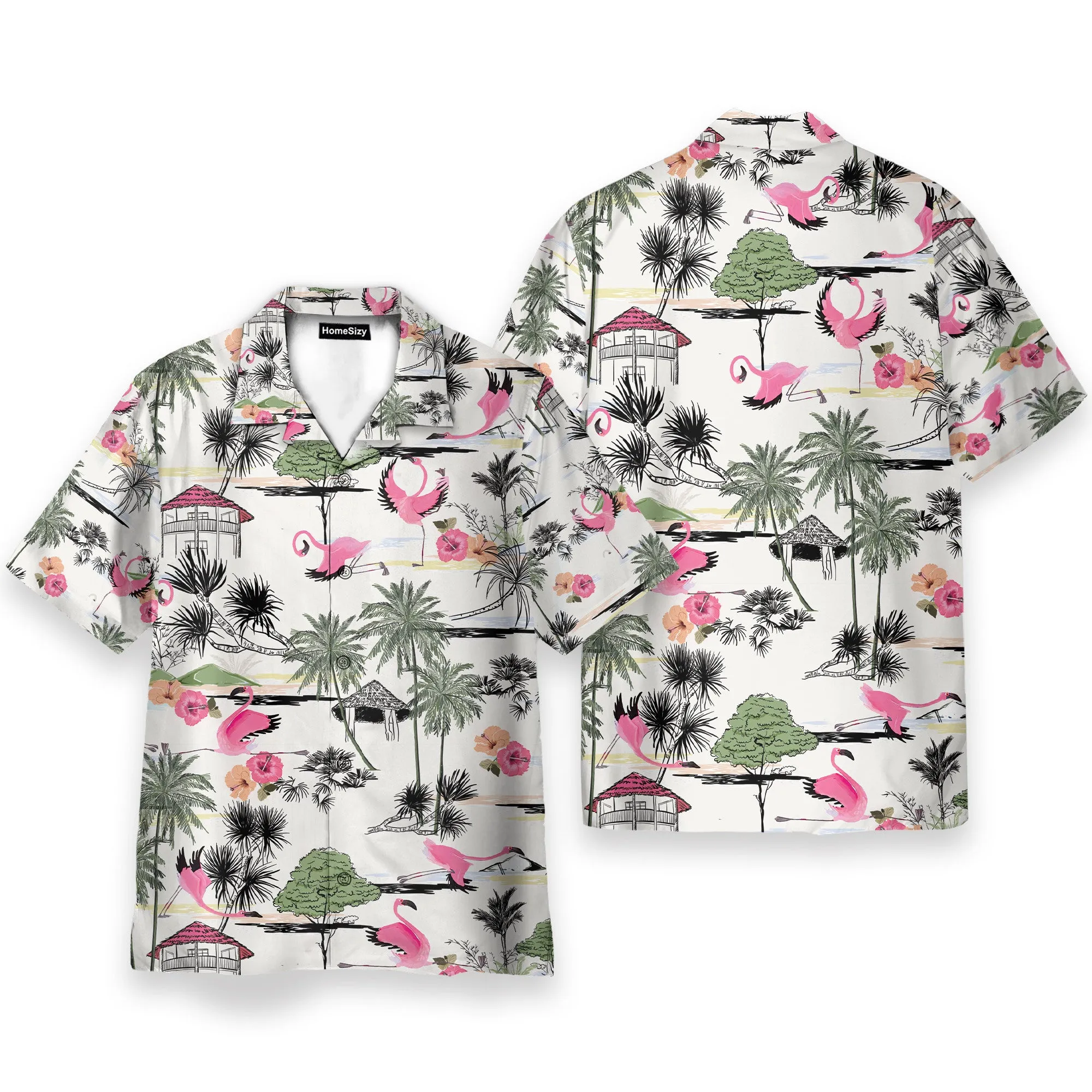 Flamingo Yoga Summer Tropical Pattern - Hawaiian Shirt & Beach Shorts