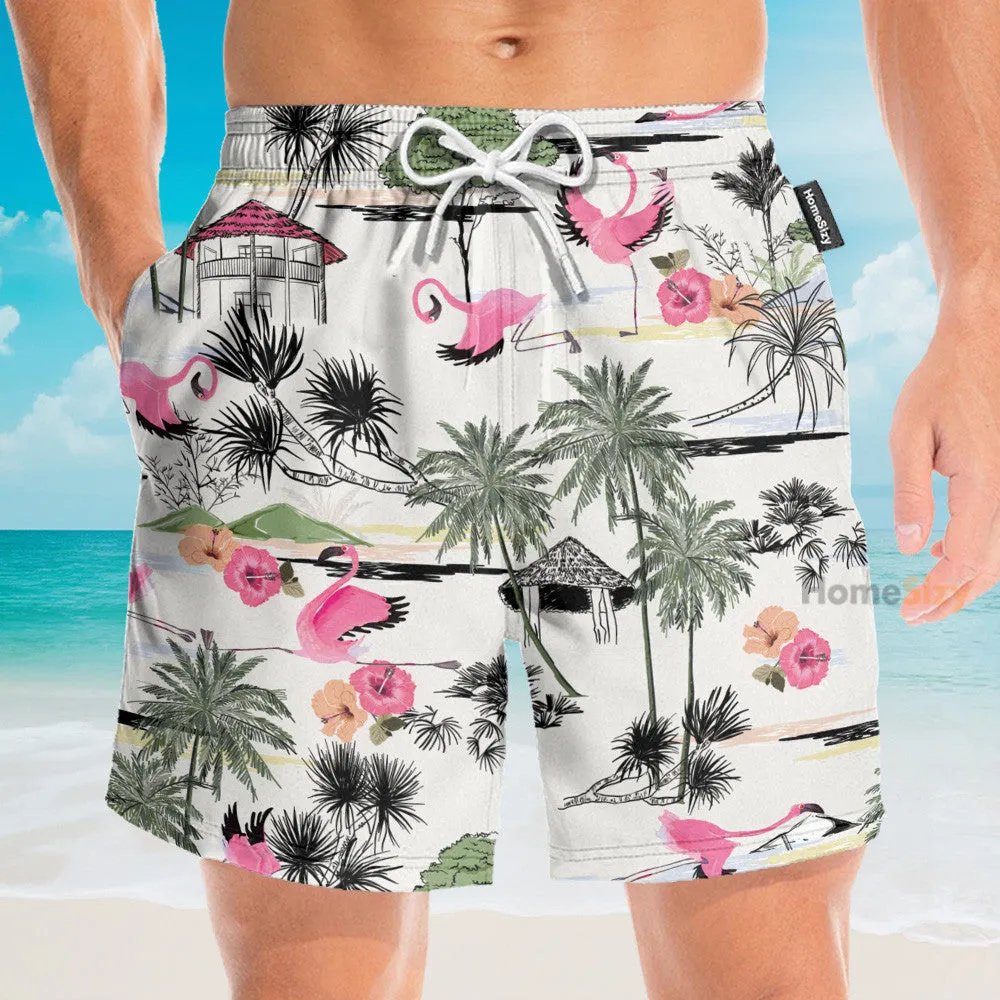 Flamingo Yoga Summer Tropical Pattern - Hawaiian Shirt & Beach Shorts