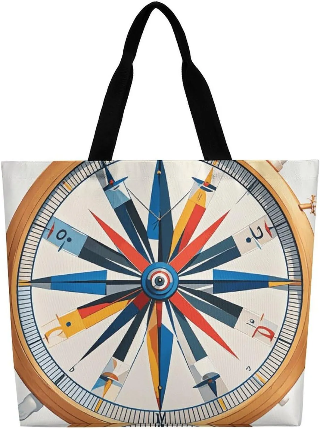 Foldable Grocery Bag Reusable Shopping Bag Maritime Sailboat Compass Tote Bag Casual Handbags for Work Shopping