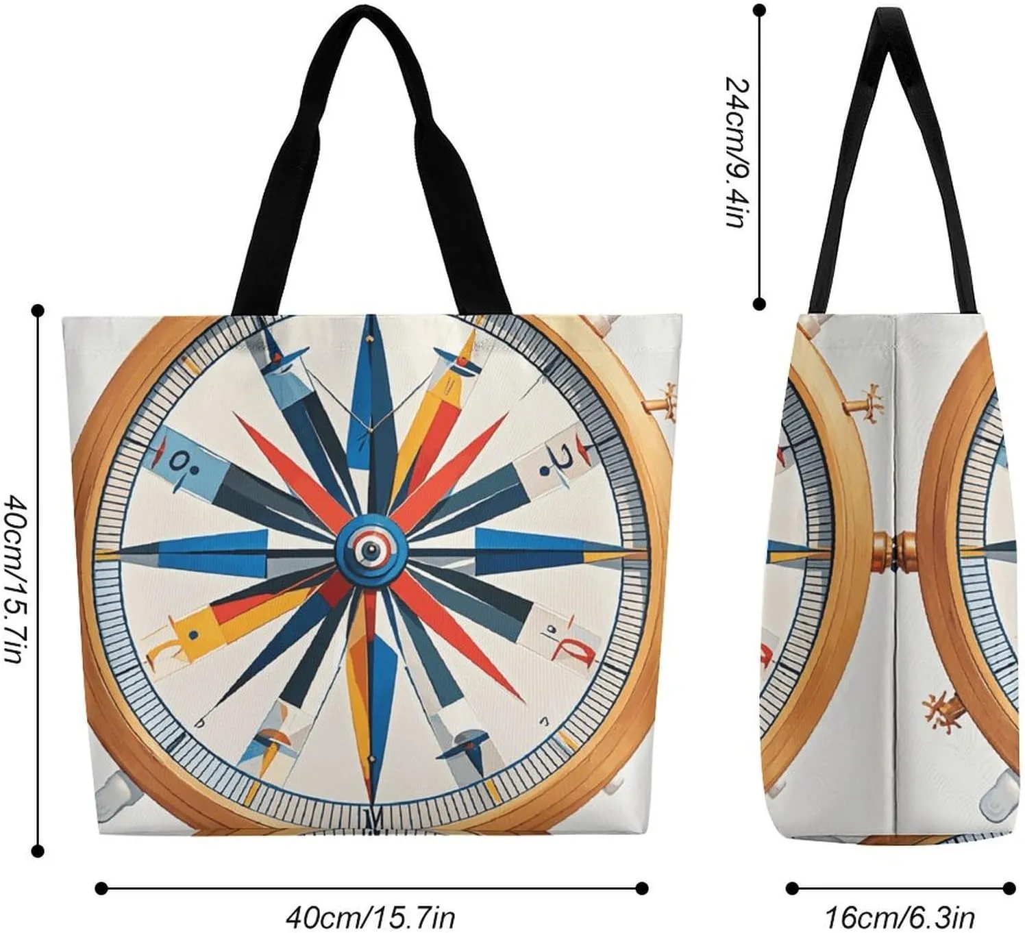 Foldable Grocery Bag Reusable Shopping Bag Maritime Sailboat Compass Tote Bag Casual Handbags for Work Shopping