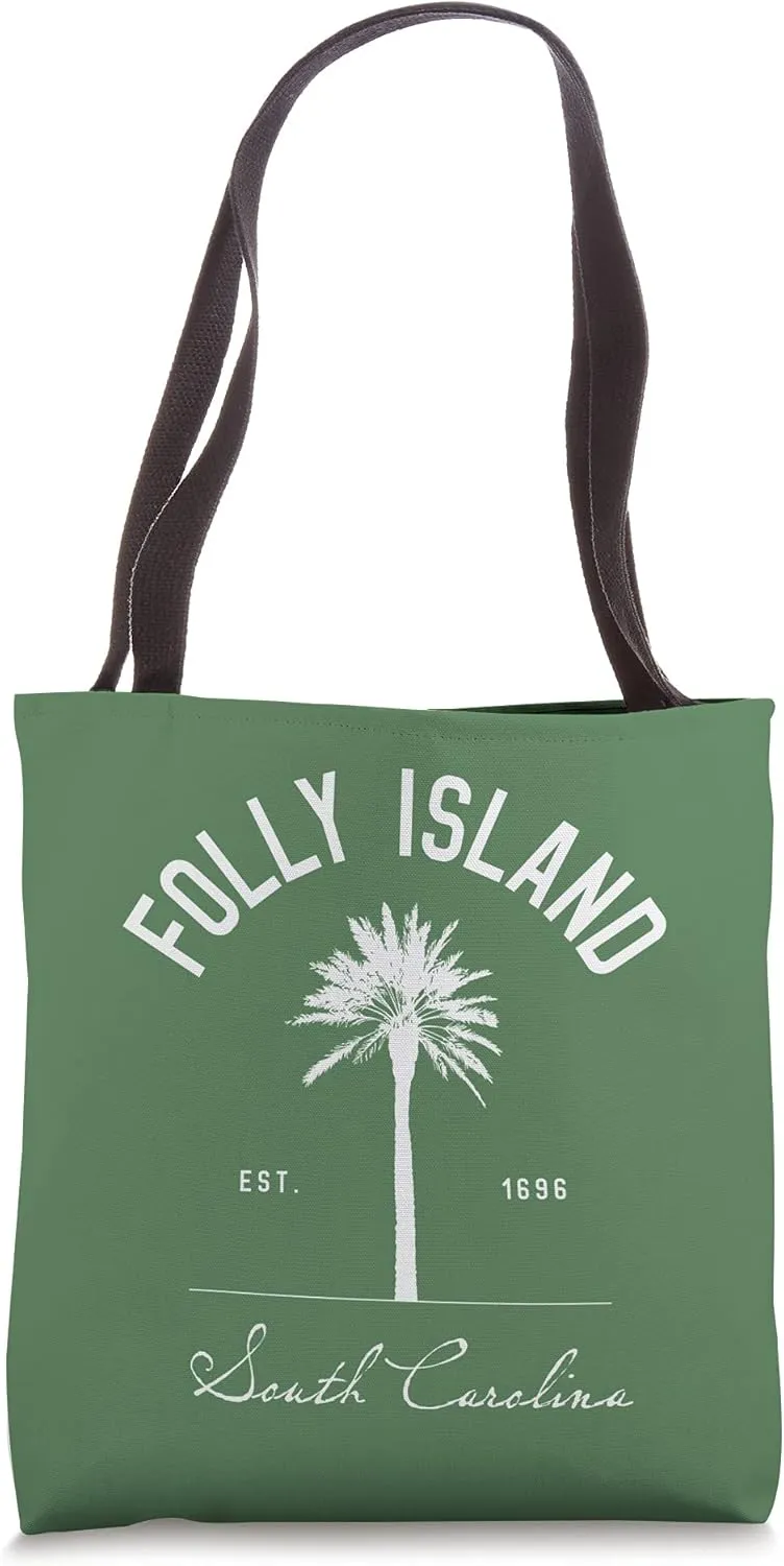 Folly Beach SC Park Palm Tree Folly Island Gift Tote Bag