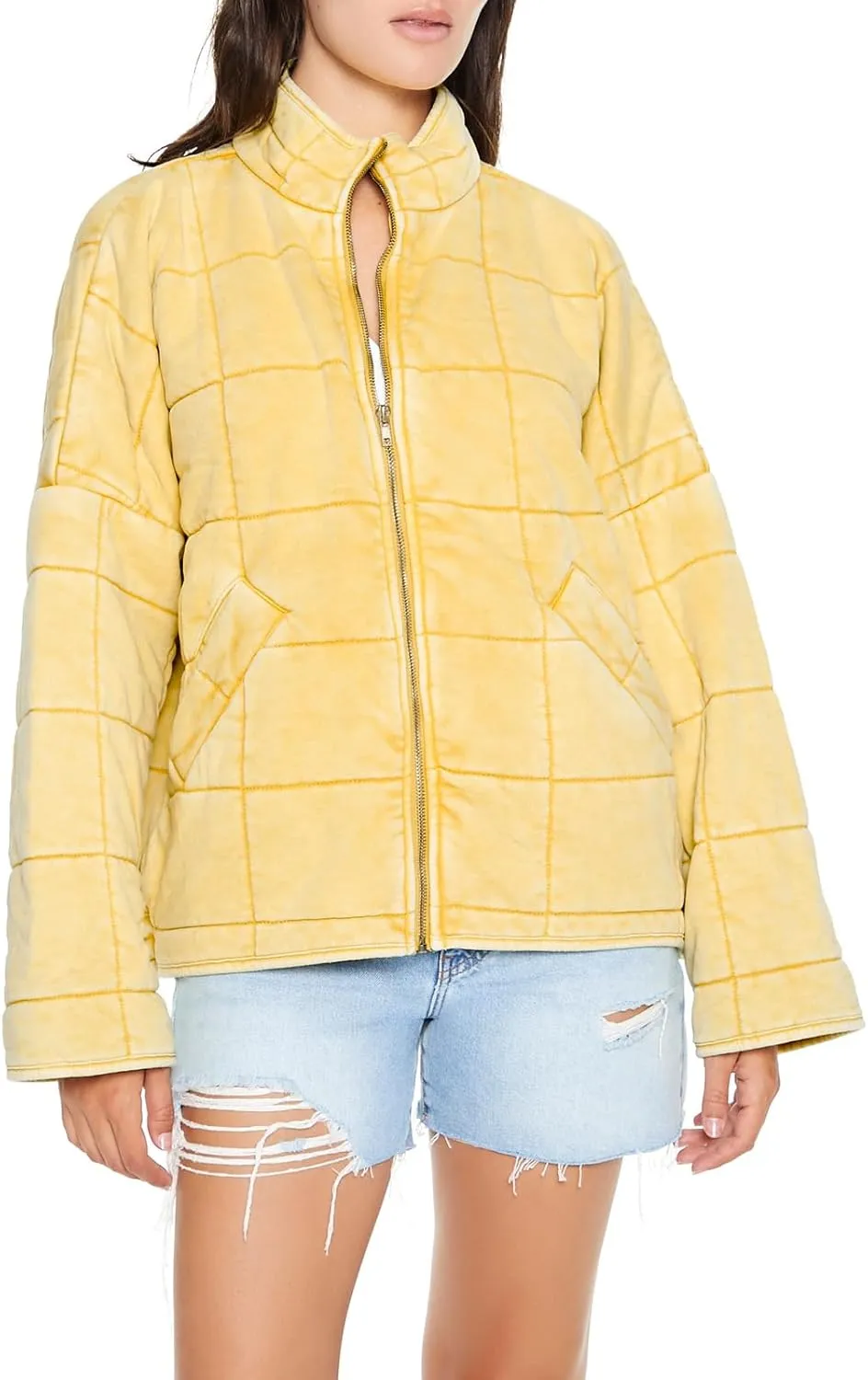 Forever 21 Women's Quilted Zip-up Jacket