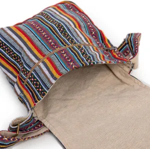 Freakmandu Hemp Sling Crossbody Bag - Over The Shoulder Unisex Crossbody Messenger Hemp Bag, Boho Sling Handmade in Nepal