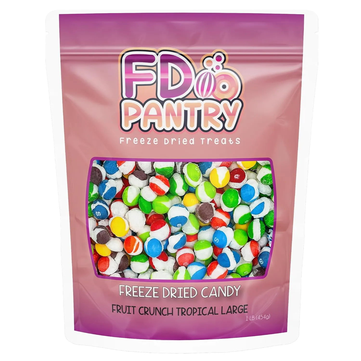 Fruit Crunch Tropical Freeze-Dried Candy, 16 oz, Tropical Fruit Flavors, Large Pouch, Ideal Gift Snack Treat