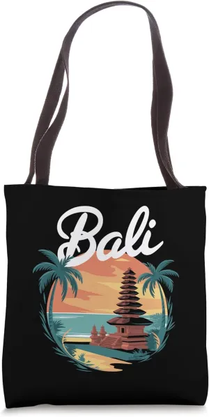 Fun Tropical Beach Paradise, Bali Sunset Temple Design Tote Bag