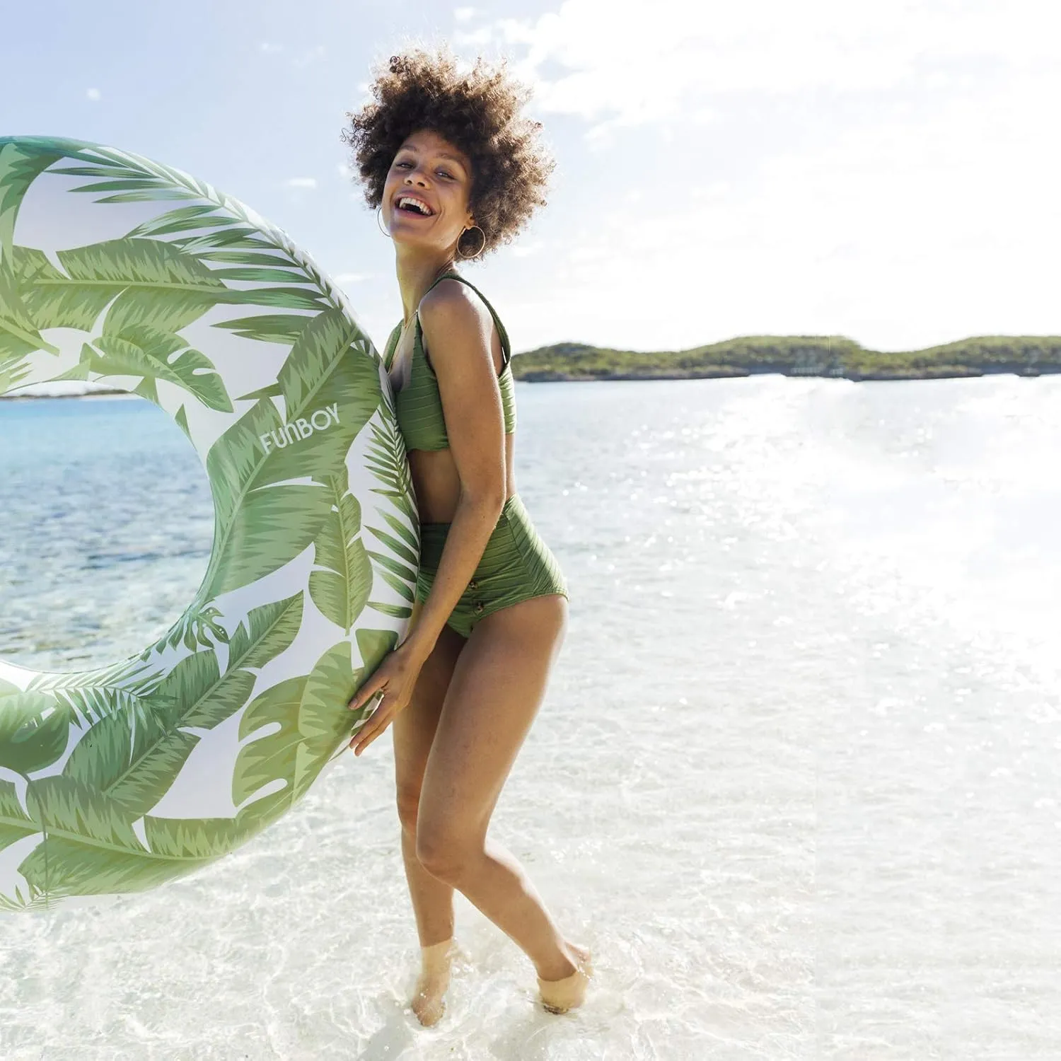FUNBOY 48" Giant Inflatable Tropical Tube Float, Donut Style Pool Float, Luxury Raft for Summer Pool Parties and Entertainment