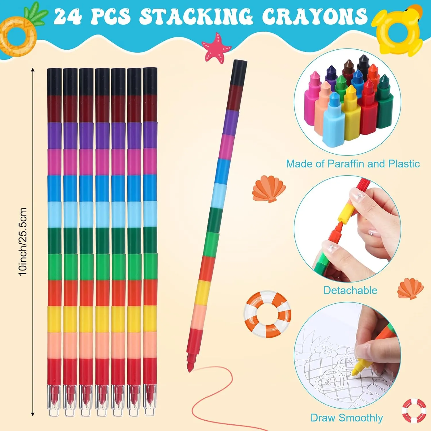 Funrous 24 Set Summer Beach Coloring Books Crayons Hawaiian Pool Party Favors Classroom Gifts Tropical Summer Theme Mini Drawing Book for students Tropical Luau Birthday Supplies Goodie Bag Stuffers