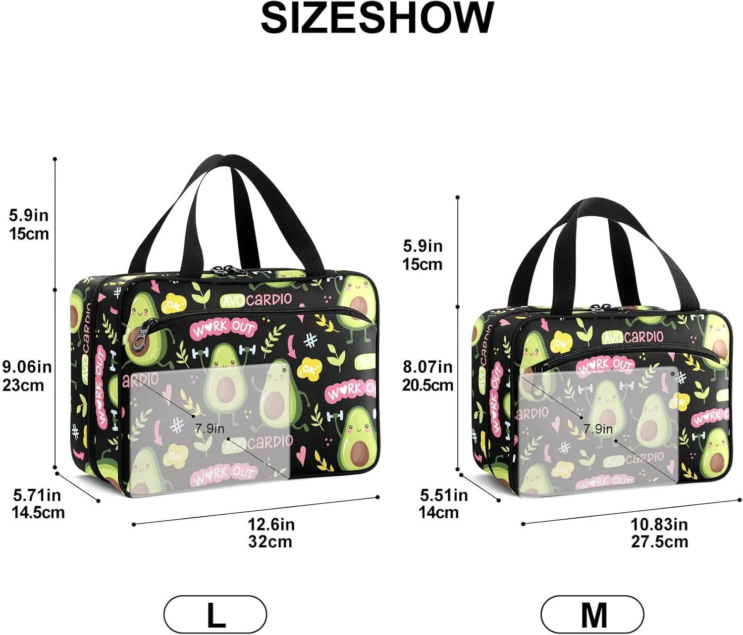 Fustylead Cute Avocado Travel Medicine Storage Bag Large Household Pill Bottle Organizer with Zipper for First Aid, Pills, Vitamins, Medical Supplies
