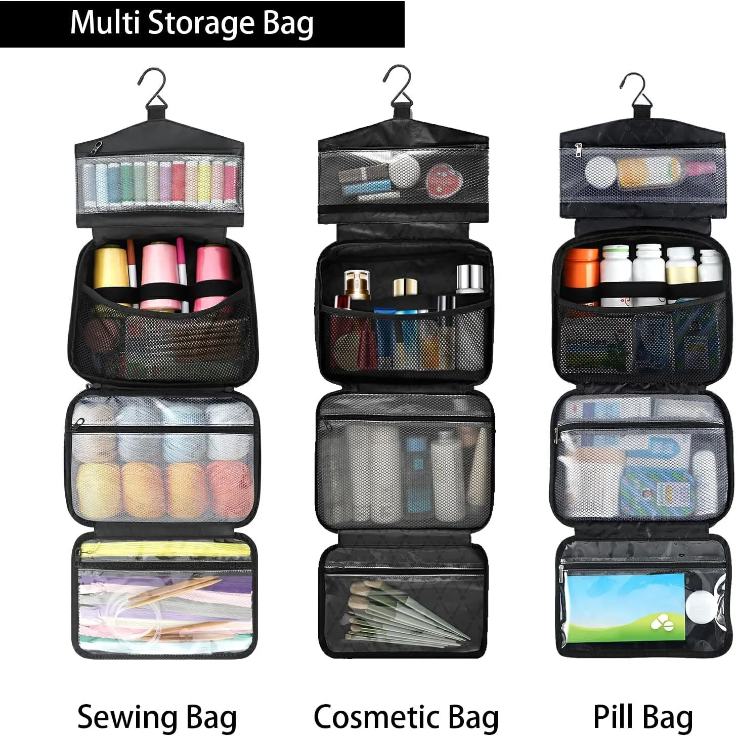 Fustylead Fashionable Simple Paris Eiffel Tower Sketch Travel Medicine Storage Bag Large Household Pill Bottle Organizer with Zipper for First Aid, Pills, Vitamins, Medical Supplies