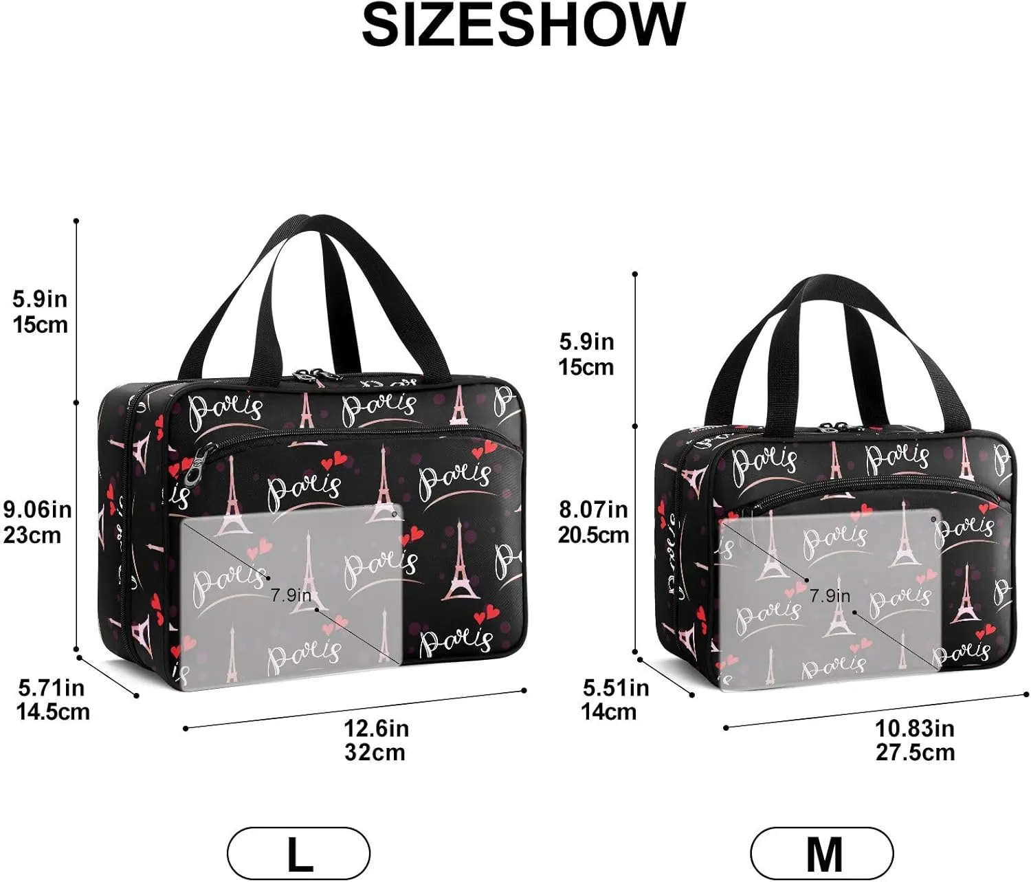 Fustylead Fashionable Simple Paris Eiffel Tower Sketch Travel Medicine Storage Bag Large Household Pill Bottle Organizer with Zipper for First Aid, Pills, Vitamins, Medical Supplies