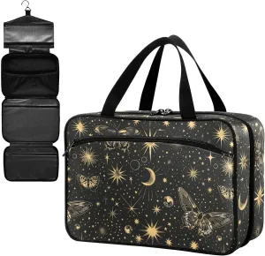 Fustylead Mysterious Butterfly Moon and Stars Large Medical Supplies Organizer Bag with Zipper Empty First Aid Bag Trauma Kit for Traveling Hiking Camping