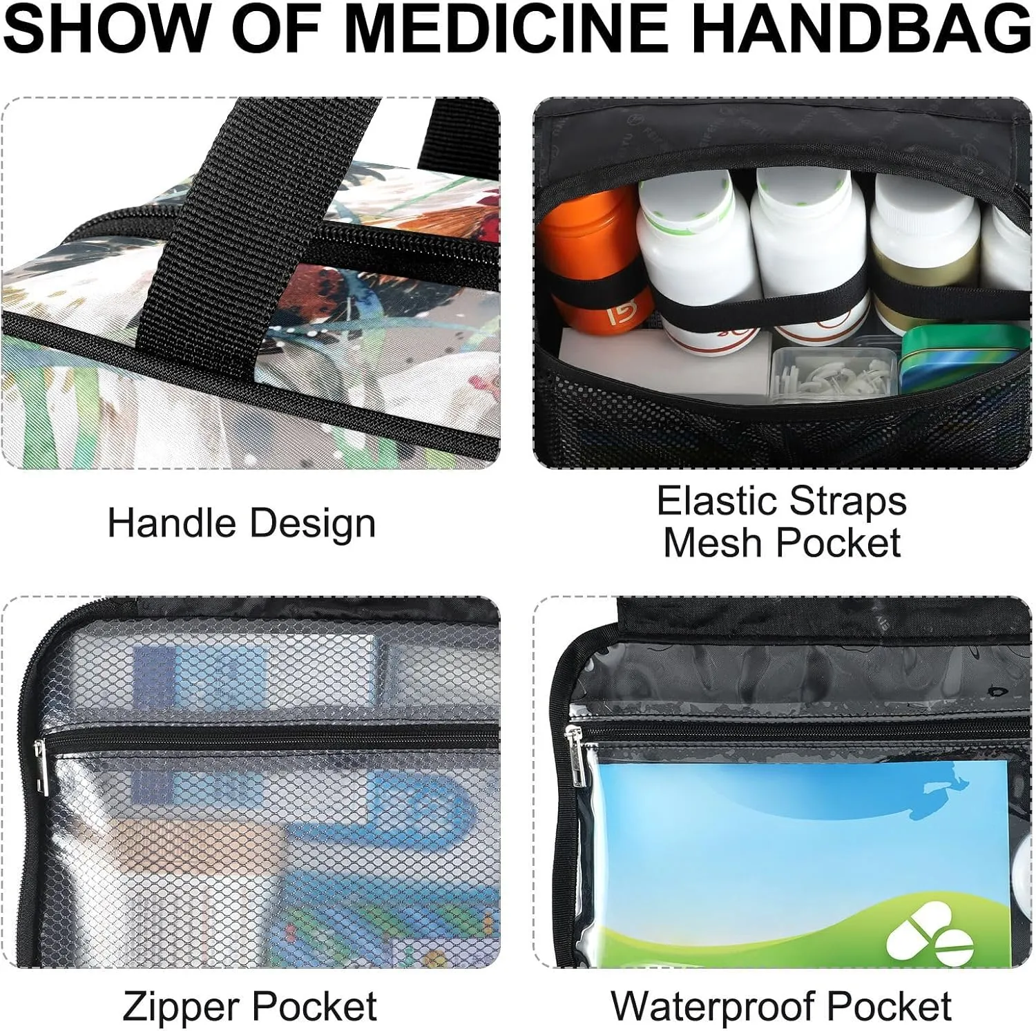 Fustylead Watercolor Chicken Travel Medicine Organizer Bag Home Storage First Aid Kit Large Pill Case with Zipper for Pill Bottle, Vitamins, and Medical Supplies