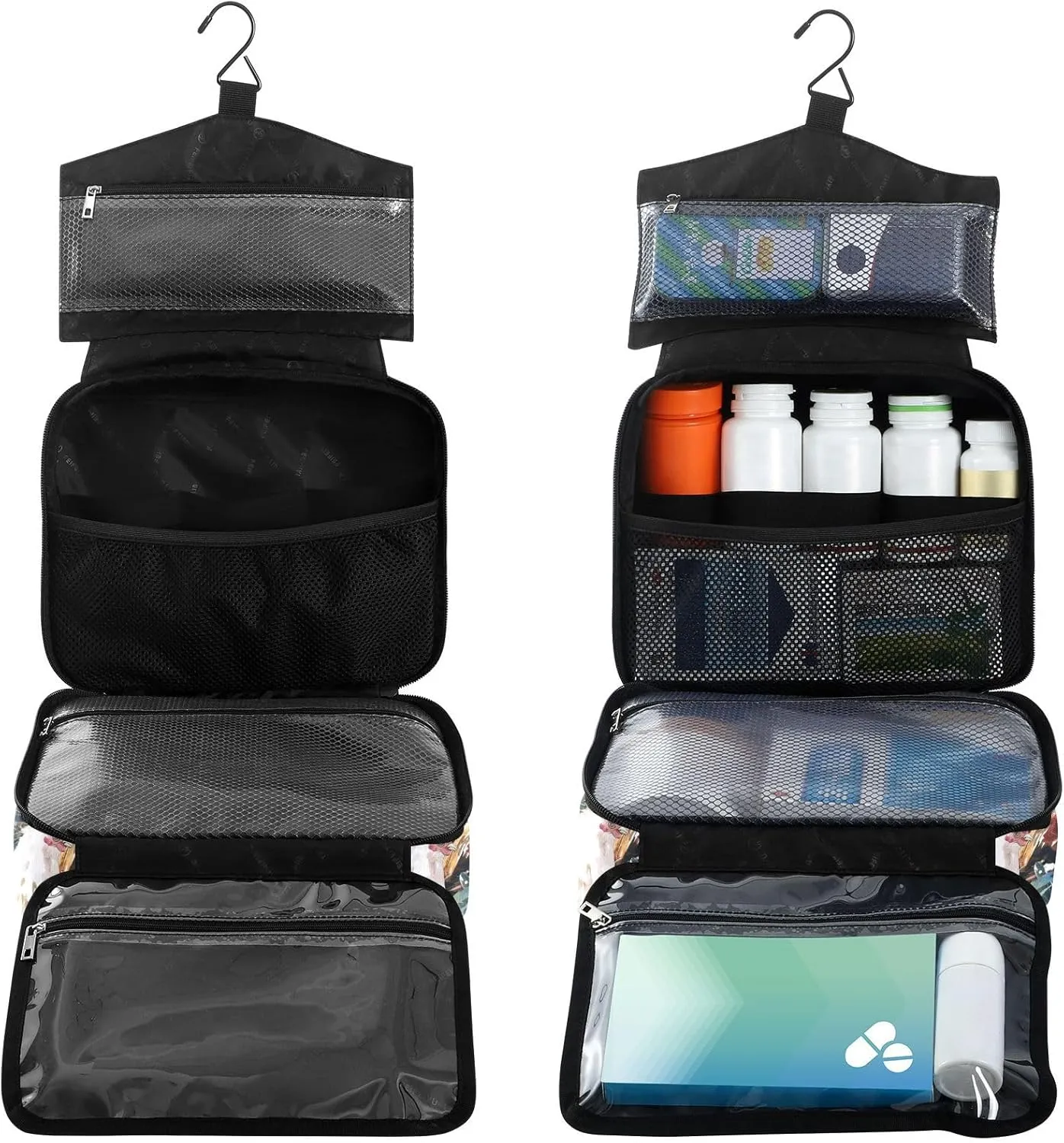 Fustylead Watercolor Chicken Travel Medicine Organizer Bag Home Storage First Aid Kit Large Pill Case with Zipper for Pill Bottle, Vitamins, and Medical Supplies