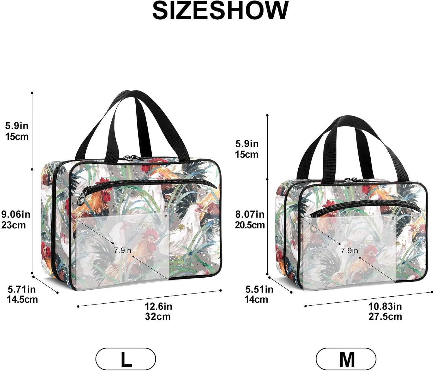 Fustylead Watercolor Chicken Travel Medicine Organizer Bag Home Storage First Aid Kit Large Pill Case with Zipper for Pill Bottle, Vitamins, and Medical Supplies