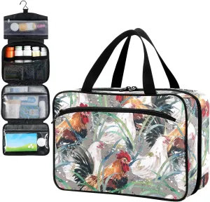 Fustylead Watercolor Chicken Travel Medicine Organizer Bag Home Storage First Aid Kit Large Pill Case with Zipper for Pill Bottle, Vitamins, and Medical Supplies