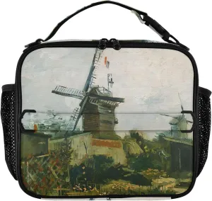 GAIGEO Personalized Vincent Vangogh Mill Lunch Box for Women Girls Lunch Bag Adjustable Shoulder Strap Mens Kids Lunchbox for Work Animal Print Insulated Bag