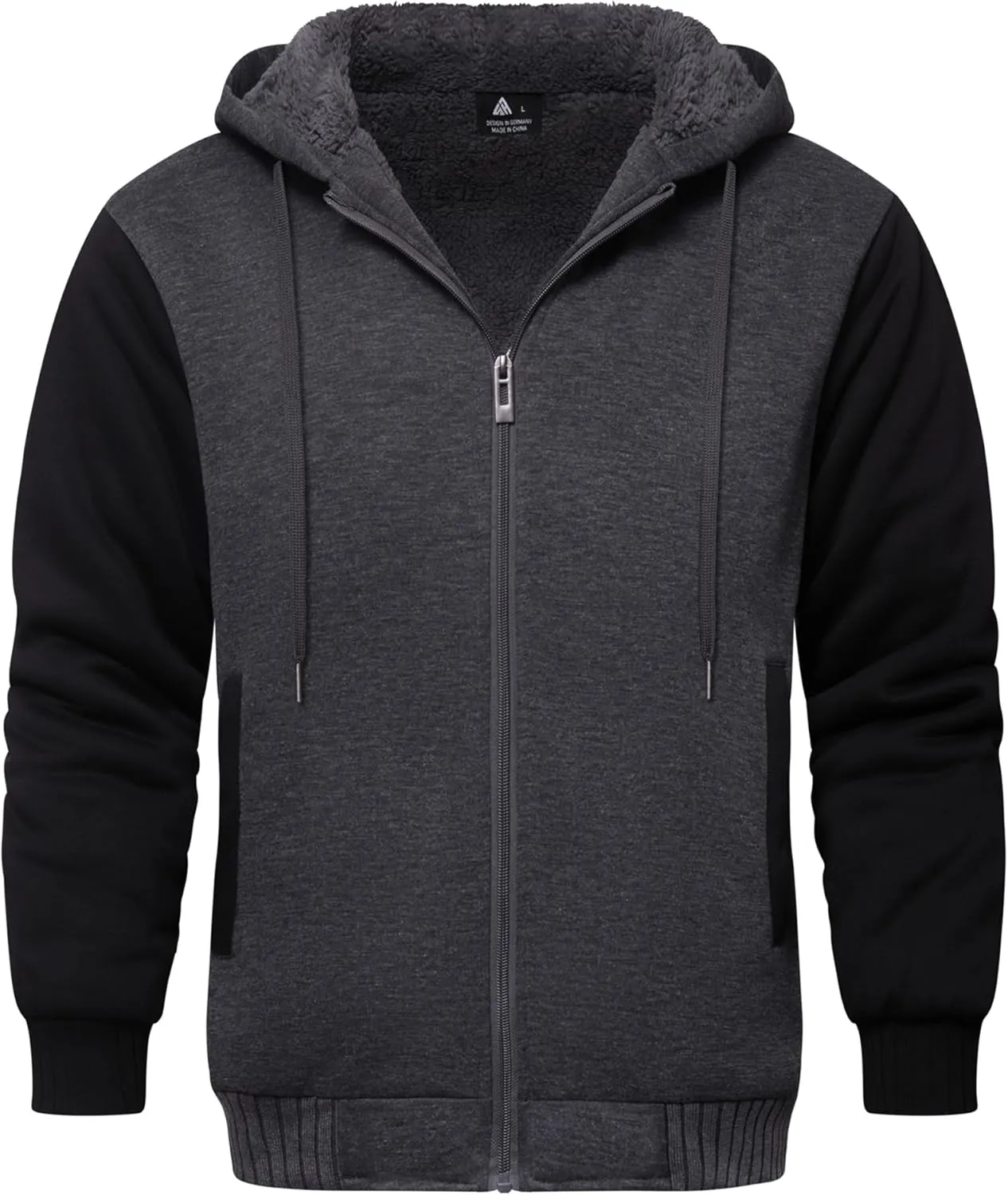 GEEK LIGHTING Men’s Fleece-Lined Zip Up Hoodie, Thick Hooded Jacket Winter Warm Athletic Sweatshirt