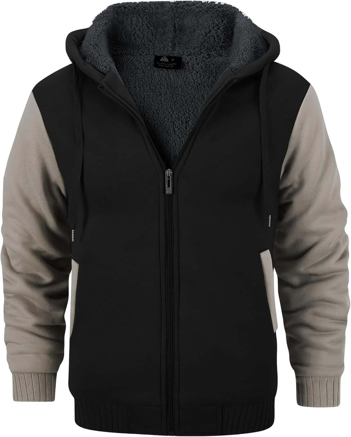 GEEK LIGHTING Men’s Fleece-Lined Zip Up Hoodie, Thick Hooded Jacket Winter Warm Athletic Sweatshirt