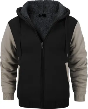 GEEK LIGHTING Men’s Fleece-Lined Zip Up Hoodie, Thick Hooded Jacket Winter Warm Athletic Sweatshirt