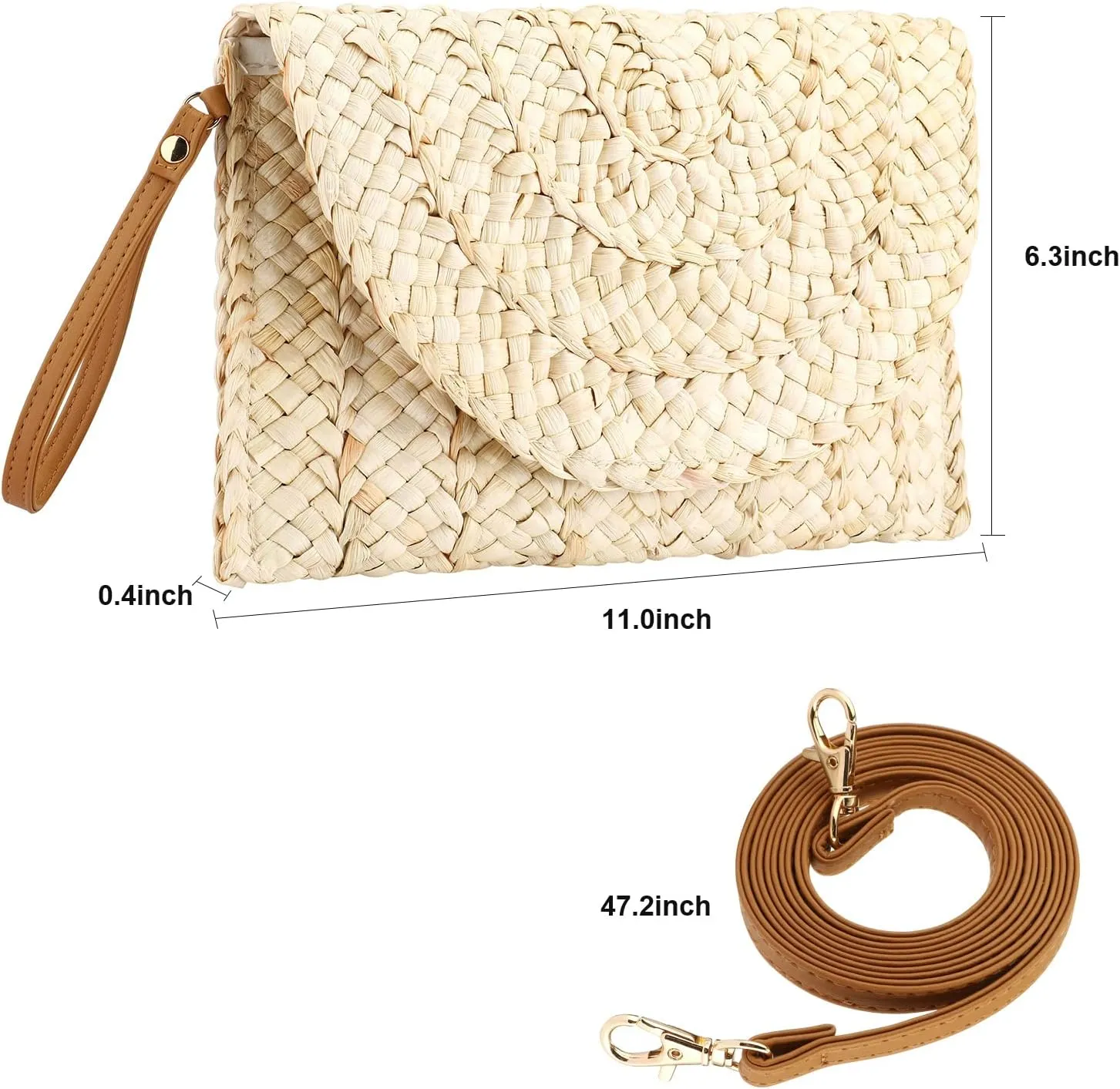 Gets Straw Clutches Beach Bag for Women Summer Crossbody Straw Bag with Strap