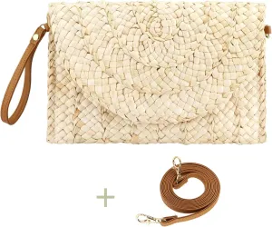 Gets Straw Clutches Beach Bag for Women Summer Crossbody Straw Bag with Strap