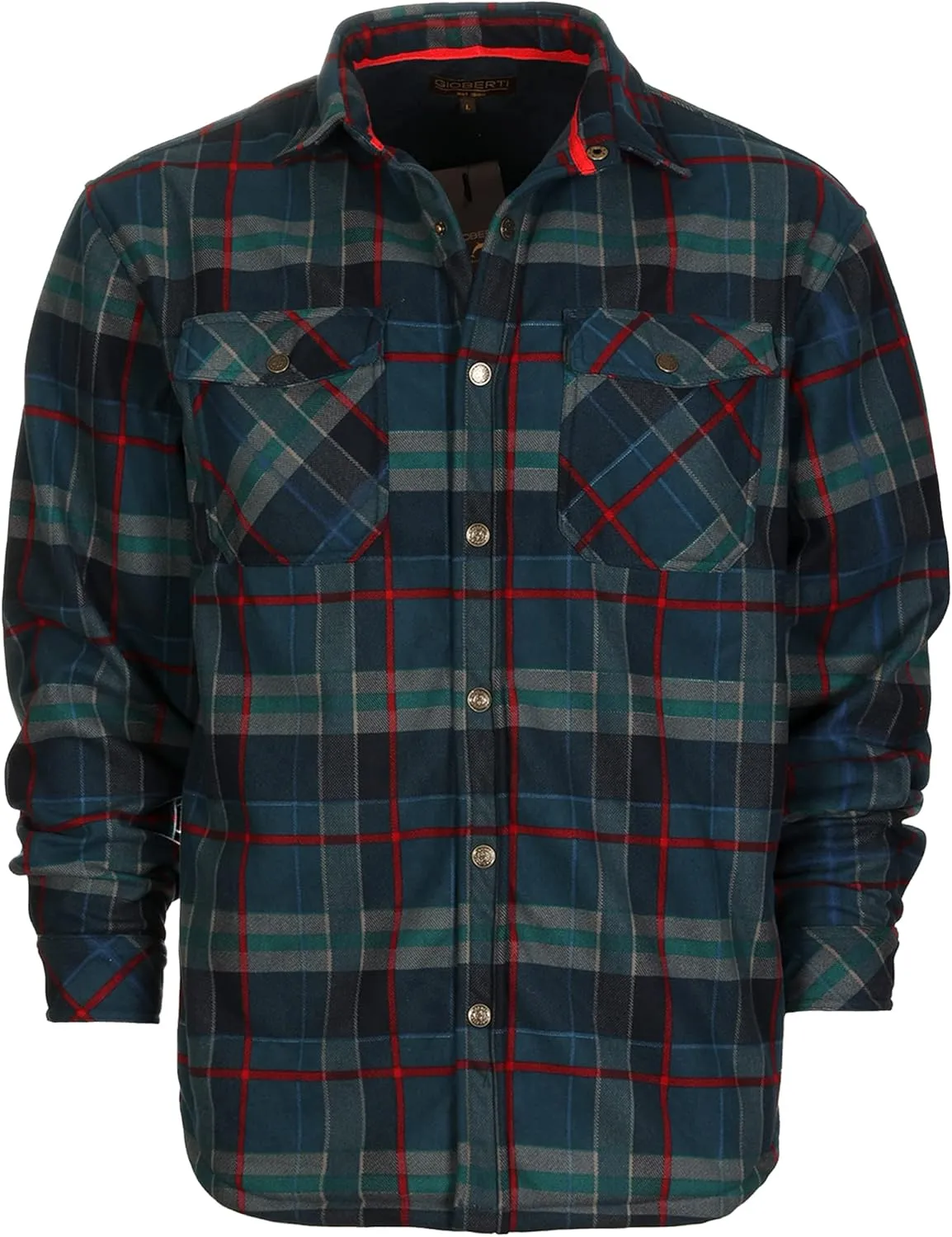 Gioberti Mens Checkered Flannel Jacket With Velvet Underlining