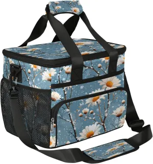 Gossamer Flower Soft Sided Cooler Bag, 20 Cans Insulated Leak Proof Cooler Bag with Hard Bottom Lush Flower Portable Lightweight Cooler Picnic Cooler Lunch Tote Bag for Travel Camping