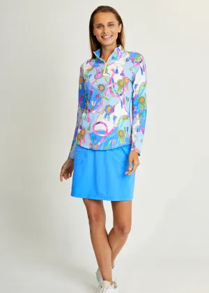 Gottex   Long Sleeve Zip Mock Neck - Belmont Peri Multi