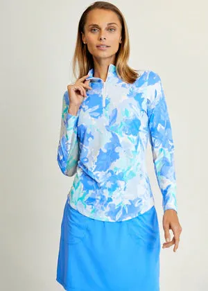 Gottex   Long Sleeve Zip Mock Neck -Monet