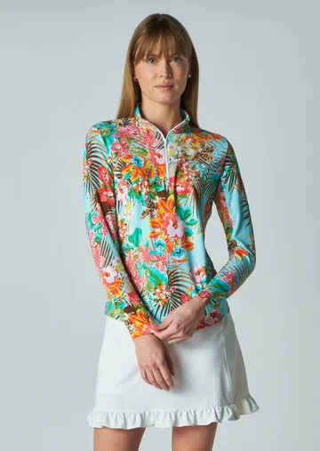 Gottex   Long Sleeve Zip Mock Neck -Wild Orchid