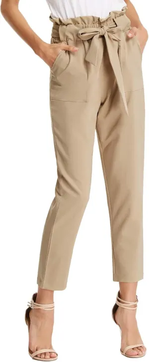 GRACE KARIN Women's Paper Bag Waist Pants Slim Fit Casual Office Pencil Pants
