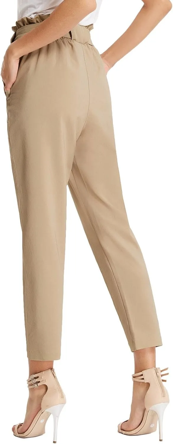 GRACE KARIN Women's Paper Bag Waist Pants Slim Fit Casual Office Pencil Pants