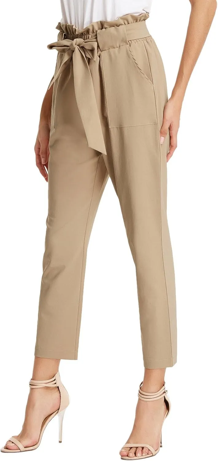 GRACE KARIN Women's Paper Bag Waist Pants Slim Fit Casual Office Pencil Pants