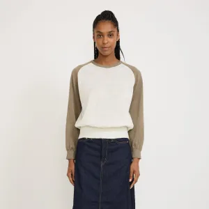 Grin Linen Knit Top Khaki/Ivory