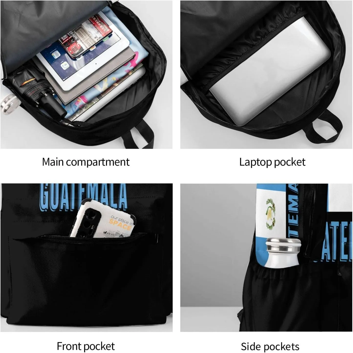 Guatemala Guatemalan Flag Casual Backpack Large Capacity Travel Backpacks Laptop Daypack Commuter Rucksack Adjustable Strap Sports Bags for Hiking Biking