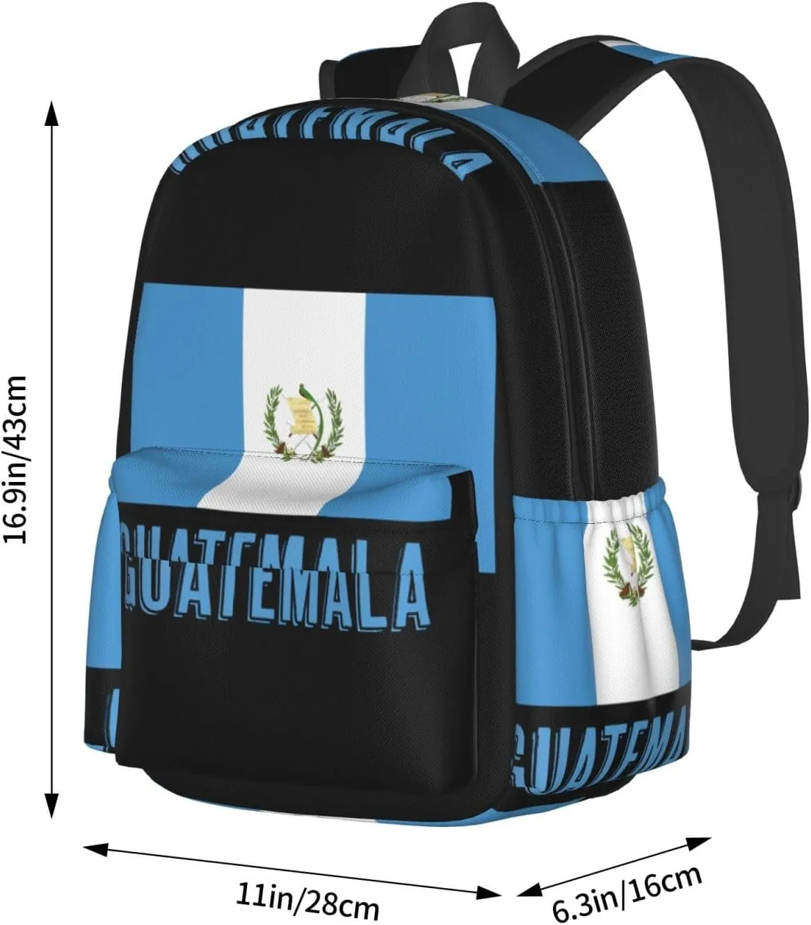 Guatemala Guatemalan Flag Casual Backpack Large Capacity Travel Backpacks Laptop Daypack Commuter Rucksack Adjustable Strap Sports Bags for Hiking Biking