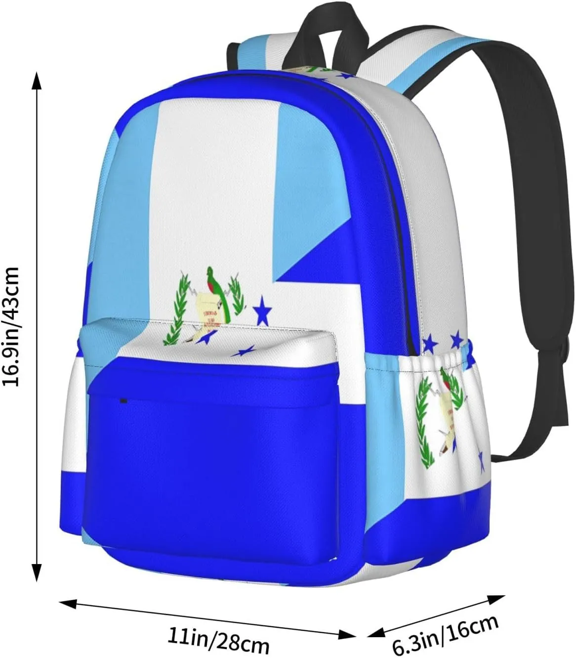 Guatemala Honduras Flag Large Travel Backpack Casual Backpacks Laptop Daypack Working Rucksack Lightweight Back Pack Sports Bag with Adjustable Shoulder Strap