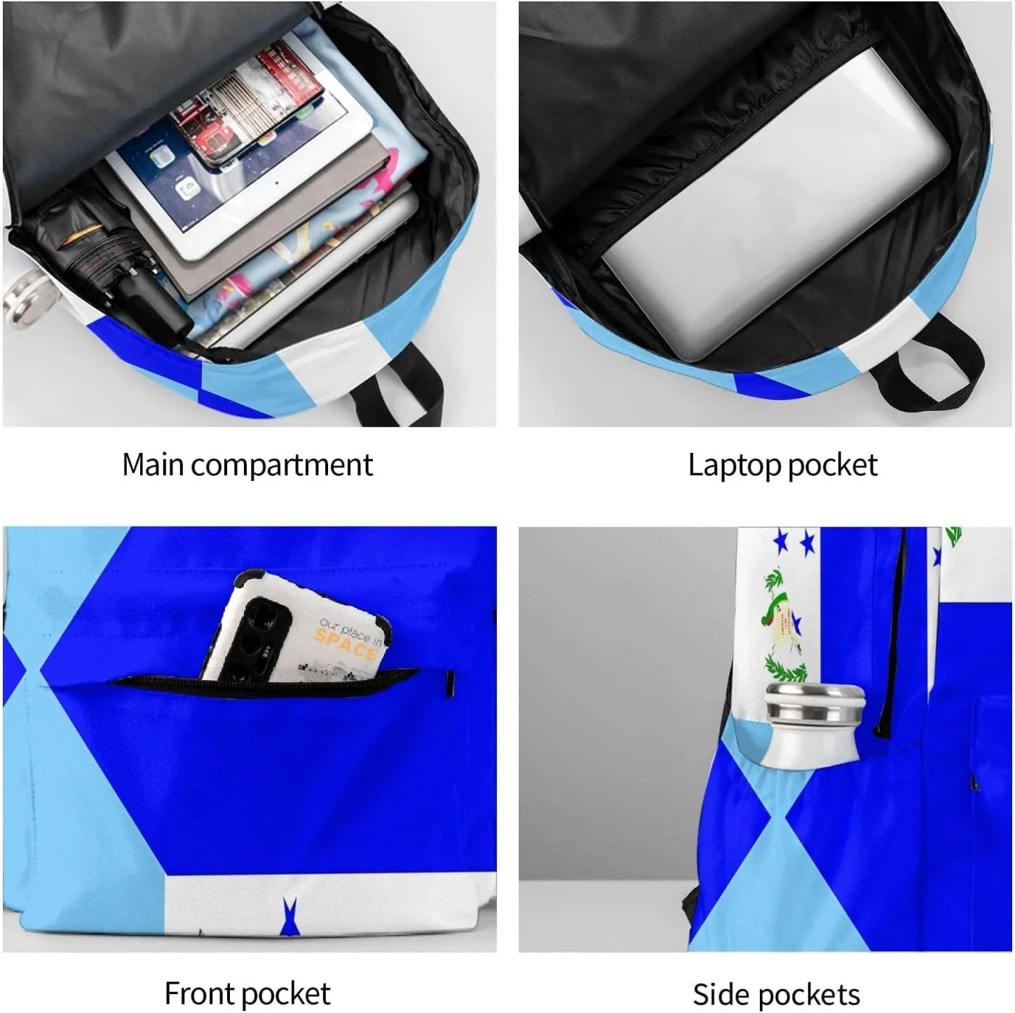 Guatemala Honduras Flag Large Travel Backpack Casual Backpacks Laptop Daypack Working Rucksack Lightweight Back Pack Sports Bag with Adjustable Shoulder Strap