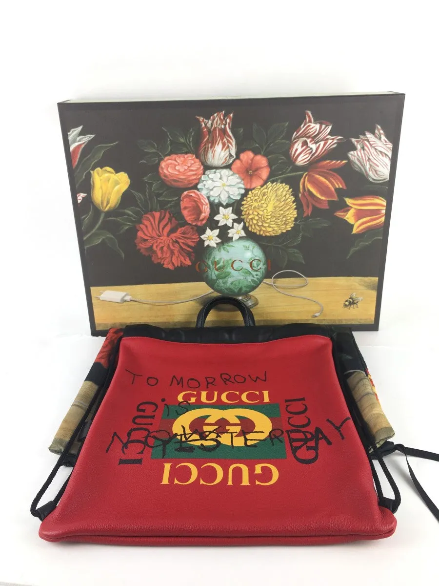 GUCCI COCO CAPITAN DRAWSTRING BACKPACK RED