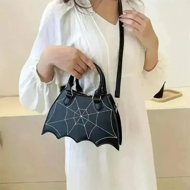 Halloween Bat & Spider Web Crossbody Bag