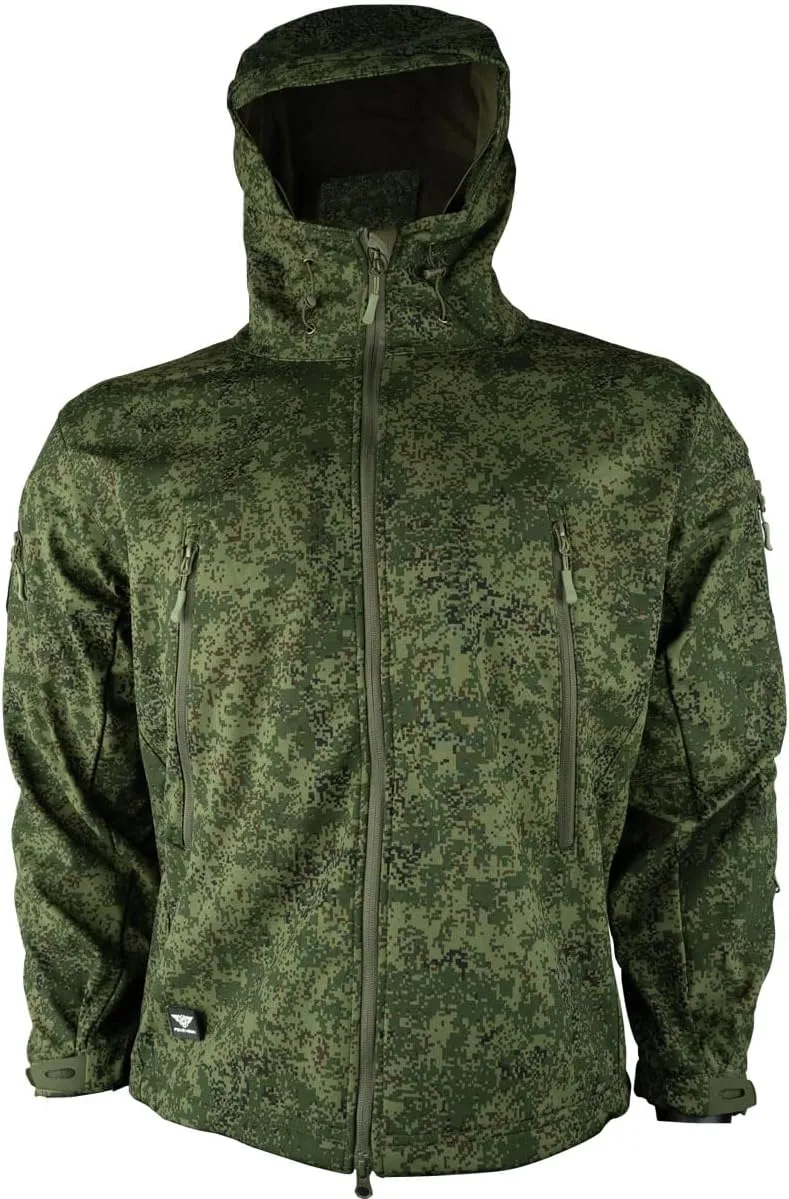HARGLESMAN Men's Outdoor Waterproof Soft Shell Hooded Fleece Military Functional Jacket