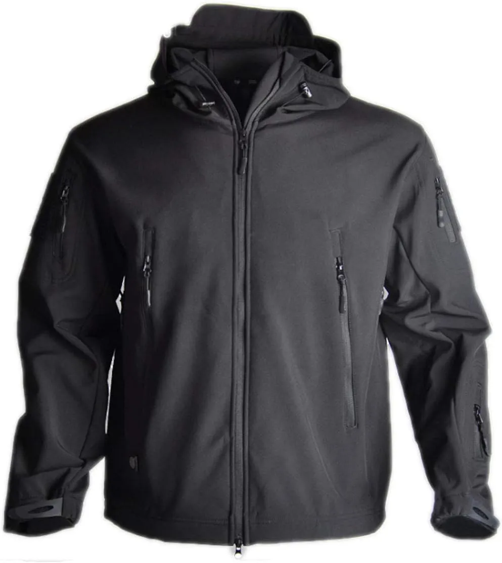 HARGLESMAN Men's Outdoor Waterproof Soft Shell Hooded Fleece Military Functional Jacket