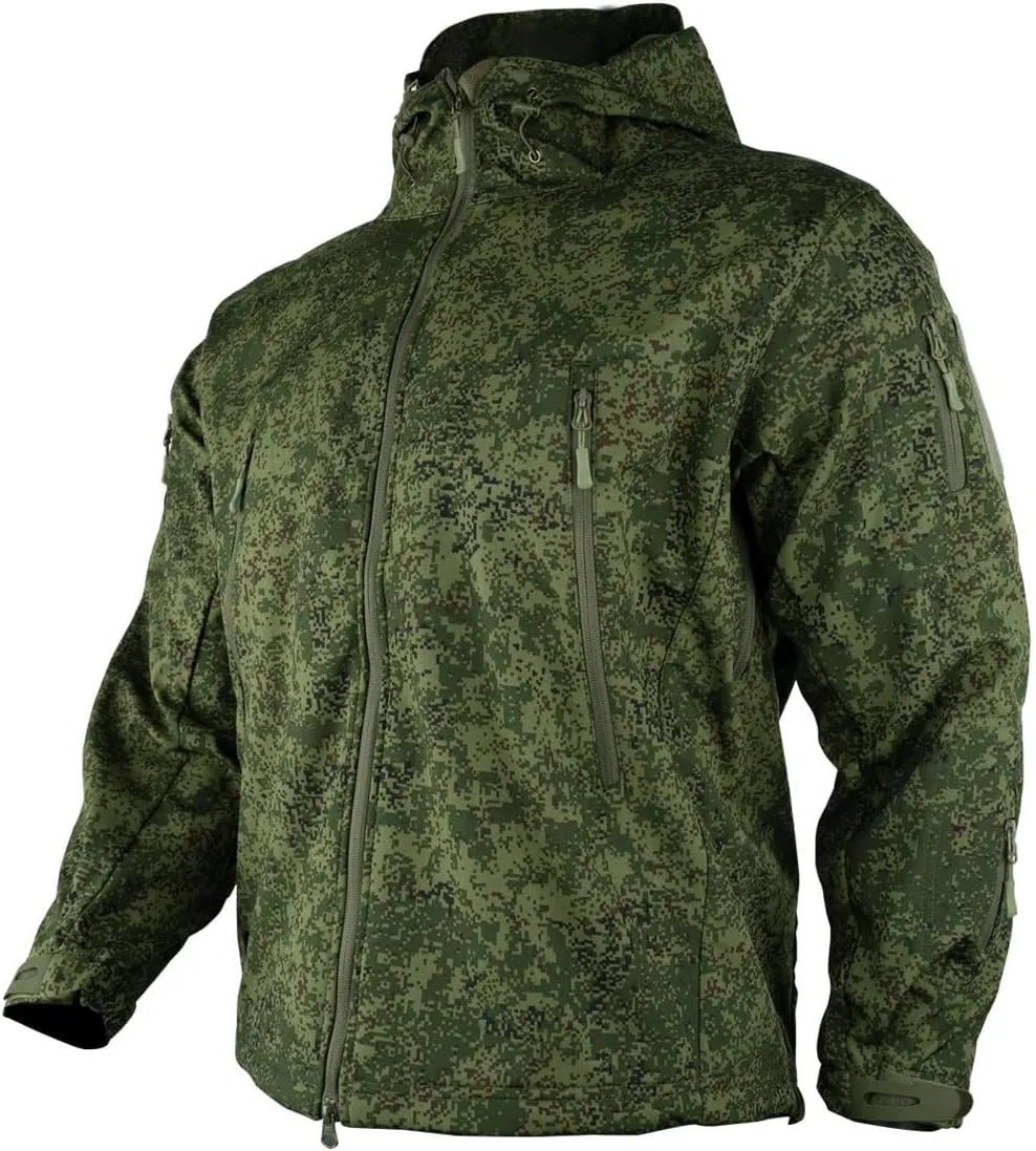 HARGLESMAN Men's Outdoor Waterproof Soft Shell Hooded Fleece Military Functional Jacket